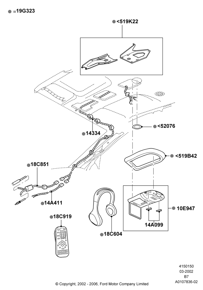 50G - Family Entertainment System, (+)"CDN/USA", Less Sun Roof, Less Television Package, With Standard Overhead Console, Accessory Type; 18/MAR/2002-02/AUG/2006