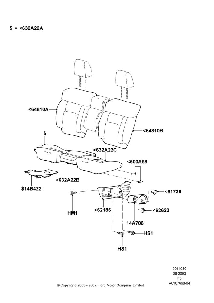 20A - Front Seat Pads/Valances & Heating, Regular Cab; 02/JUN/2003-23/AUG/2004