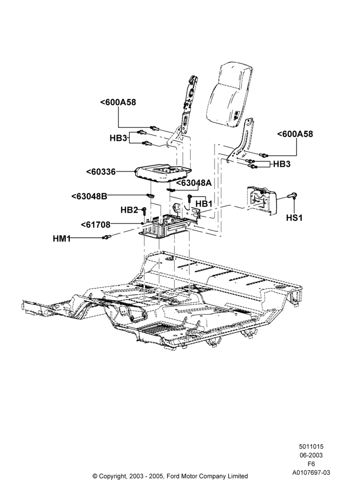 15A - Front Seat Base, With 40/20/40 Split Bench Frnt Seat, With Split Bench Front Seat, With Sport 40/20/40 Front Seat, 20% Seat; 02/JUN/2003-18/AUG/2008