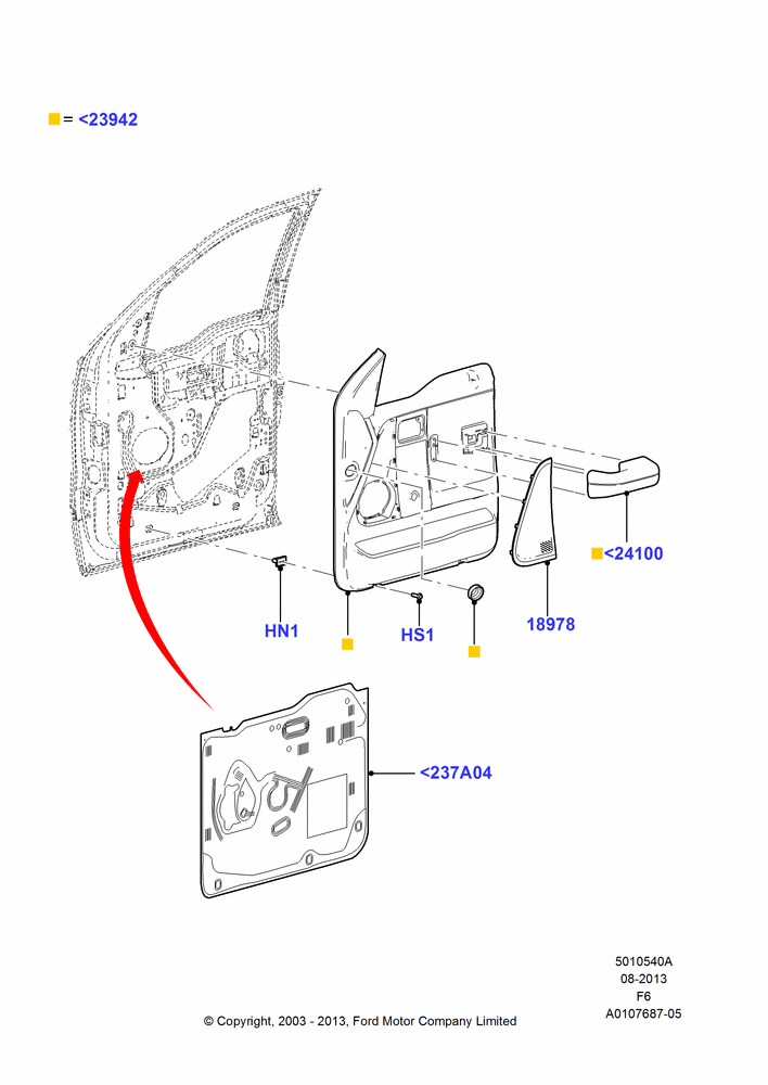 40A - Front Door Trim Panels, Regular Cab, With Manual Front Windows; 02/JUN/2003-18/AUG/2008