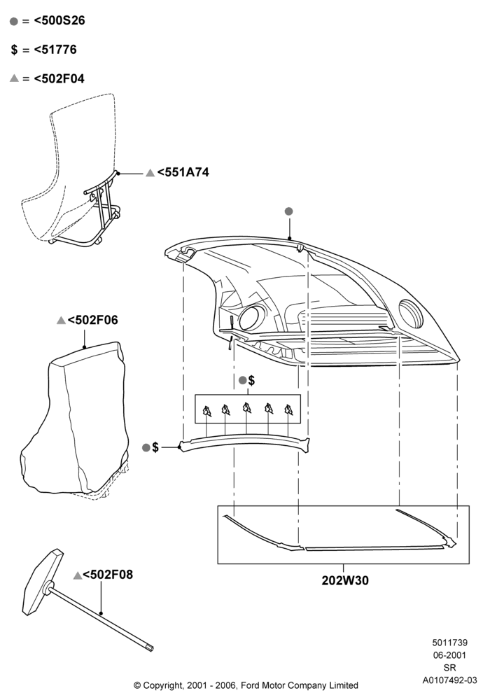 39 - Hard Top Assy And Accessory Parts; 04/JUN/2001-01/JUL/2005