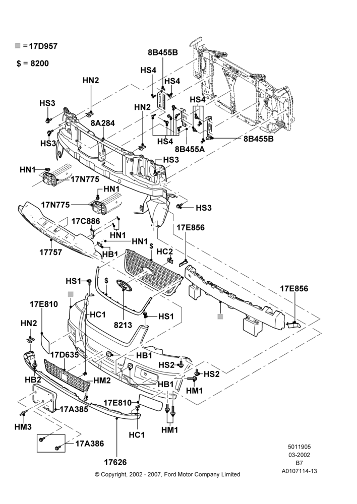 05B - Radiator Grille and Front Bumper, Eddie Bauer; 18/MAR/2002-02/AUG/2004