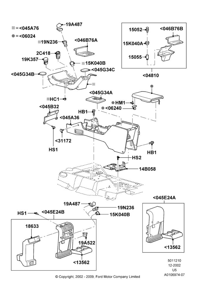 10D - Console - Floor, All LHD Territories, Front Floor Console; 02/DEC/2002-01/MAY/2004