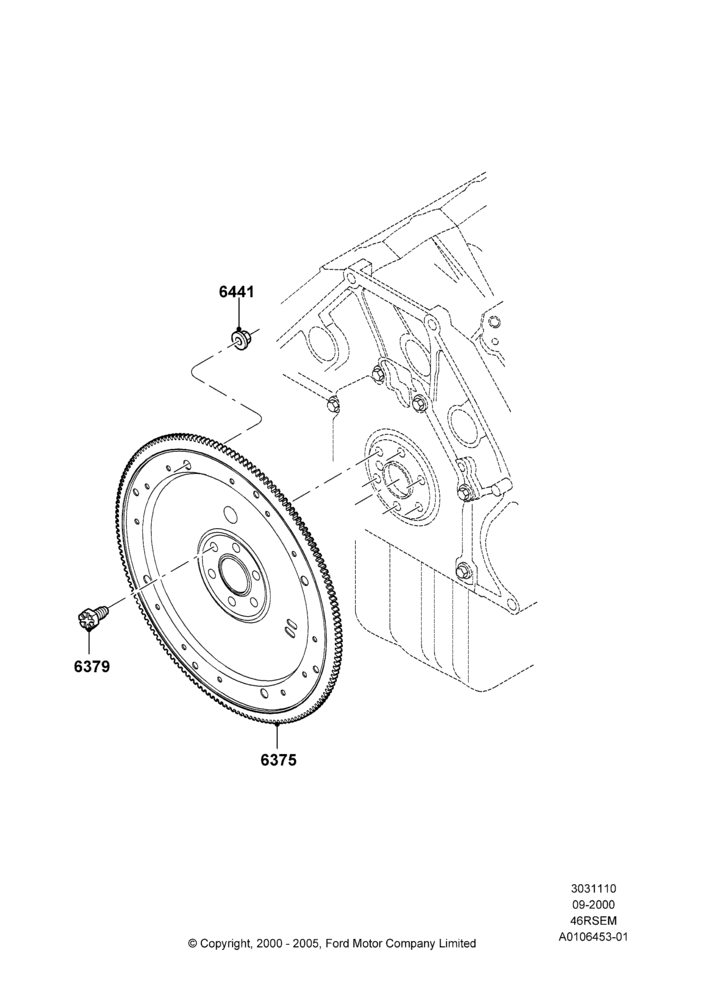 10B - Flywheel, 4.6 SOHC EFI, GT, Automatic; 18/SEP/2000-12/MAY/2004