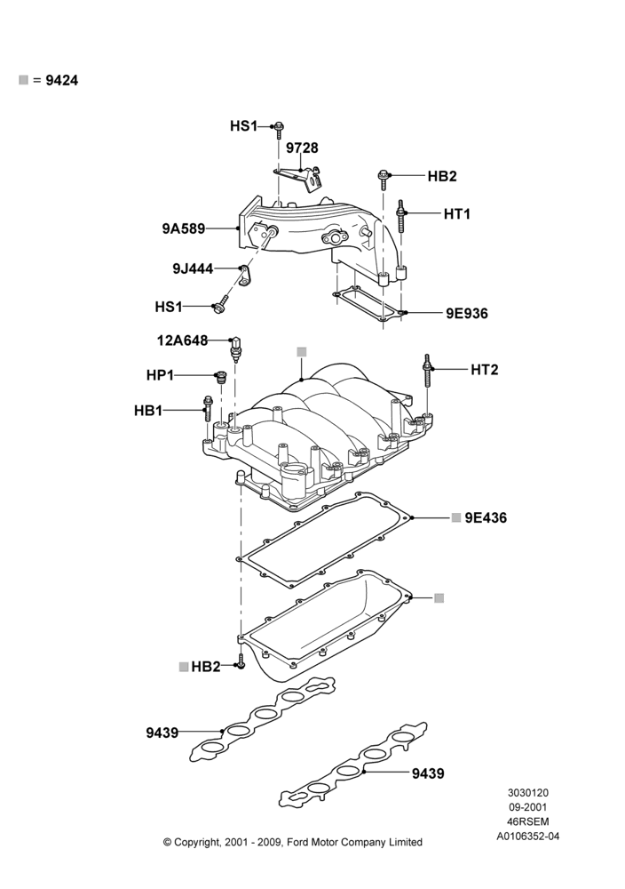 20B - Intake Manifold, 4.6 SOHC EFI, With Bullitt Appearance Pack; 18/SEP/2000-05/SEP/2001
