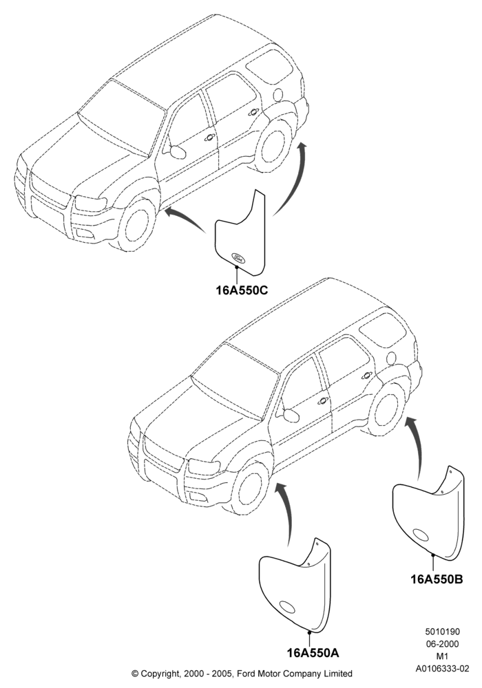 90B - Mudflaps, (+) North American Markets, Accessory Splash Guards; 12/JUN/2000-01/MAY/2006