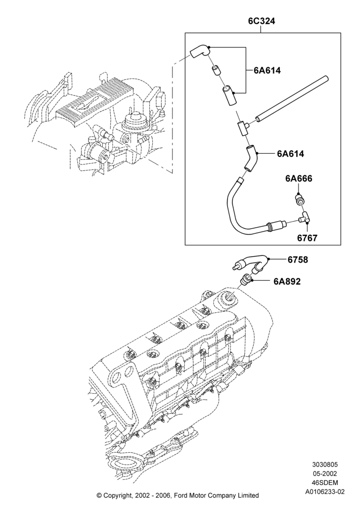 05B - Emission Control - Crankcase, 4.6 DOHC EFI S/C, Cobra; 06/MAY/2002-12/MAY/2004