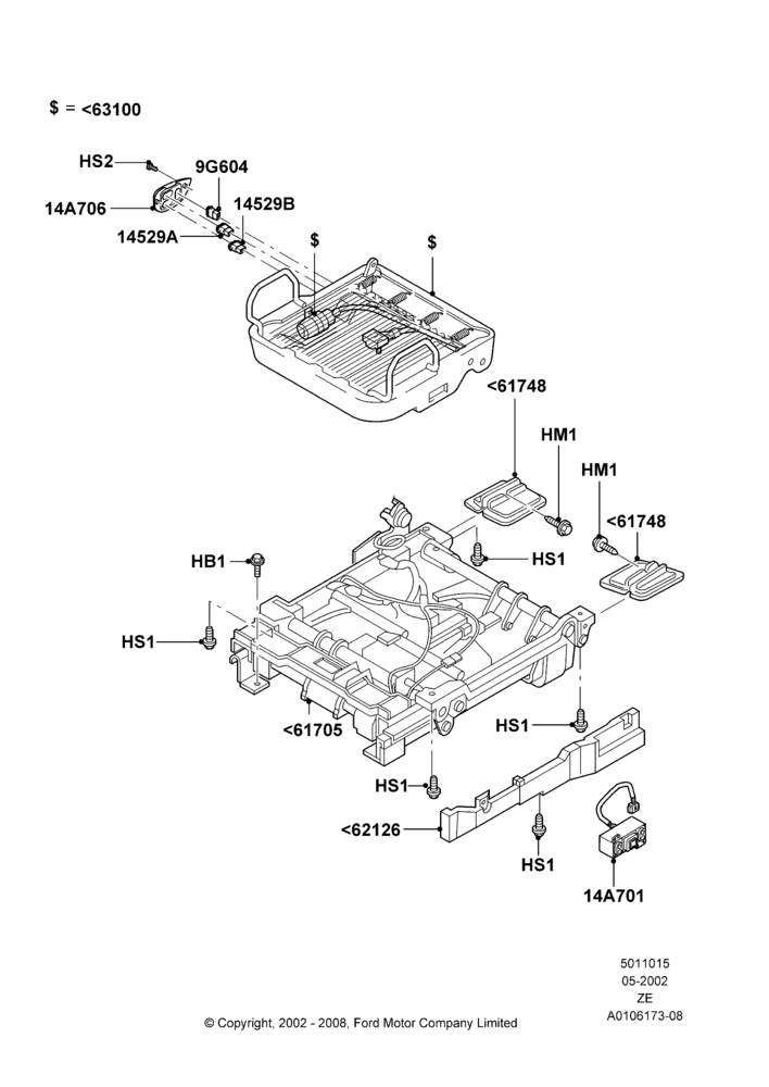 15C - Front Seat Base, Cobra, With Driver 6 Way Pwr.Seat Adjuster; 06/MAY/2002-12/MAY/2004