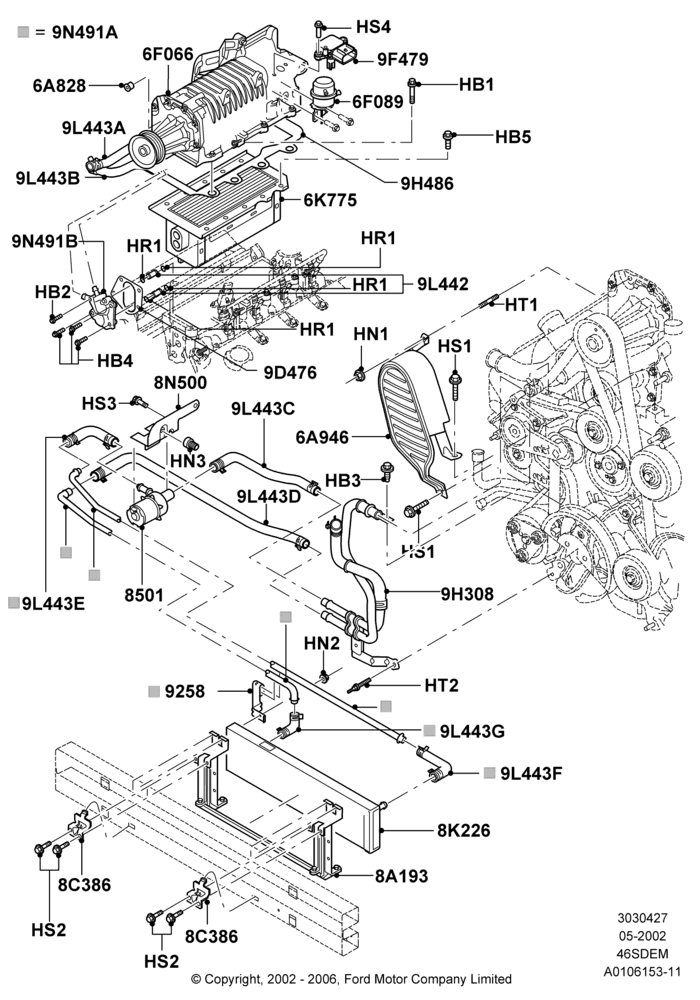 27 - Supercharger, 4.6 DOHC EFI S/C, Cobra; 06/MAY/2002-12/MAY/2004