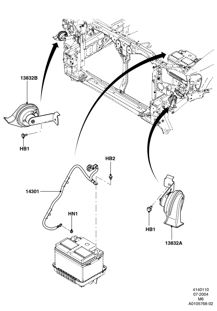 10 - Battery Cables and Horn; 26/JUL/2004-01/MAY/2006