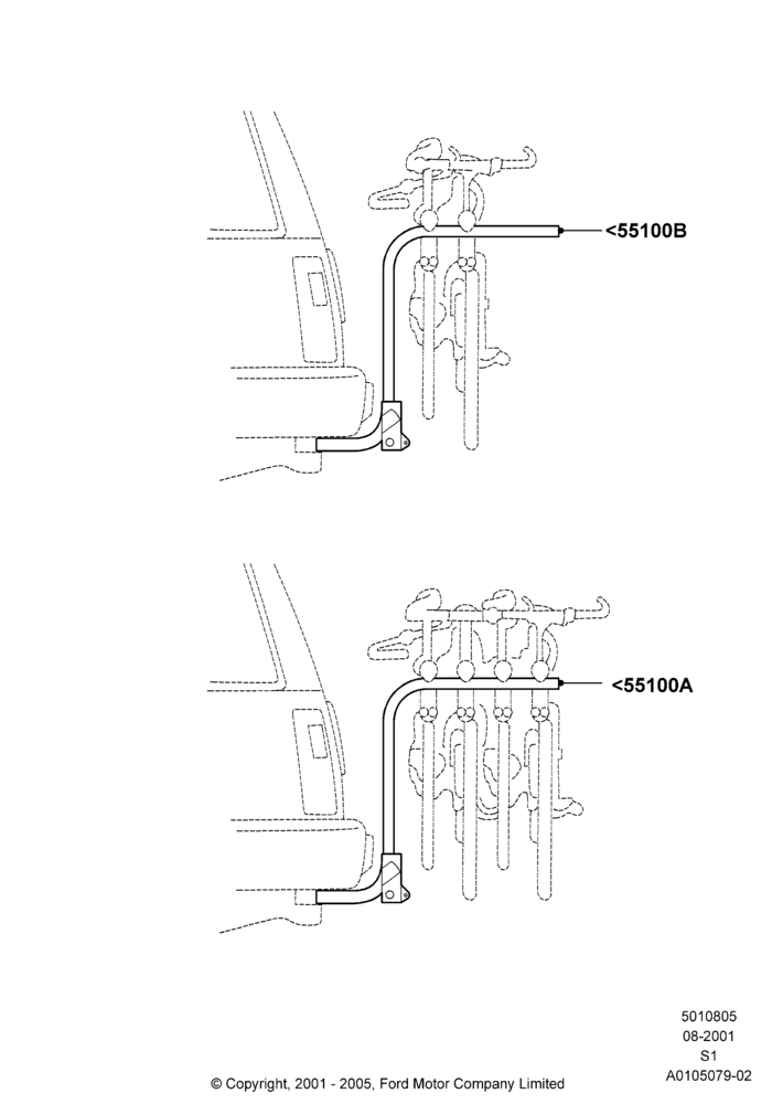 05Y - Roof Rack Systems, Accessory, Rear Hitch Mount Bike Rack; 31/JAN/2000-30/JUN/2005