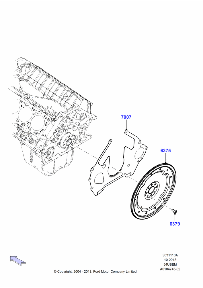 10A - Flywheel, 5.4L 3V V8; 02/AUG/2004-15/SEP/2008