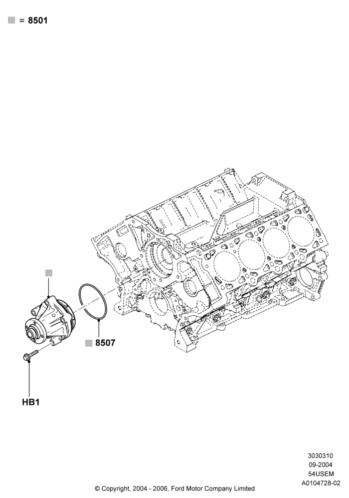 10A - Water Pump, 5.4L 3V V8; 02/AUG/2004-15/SEP/2008