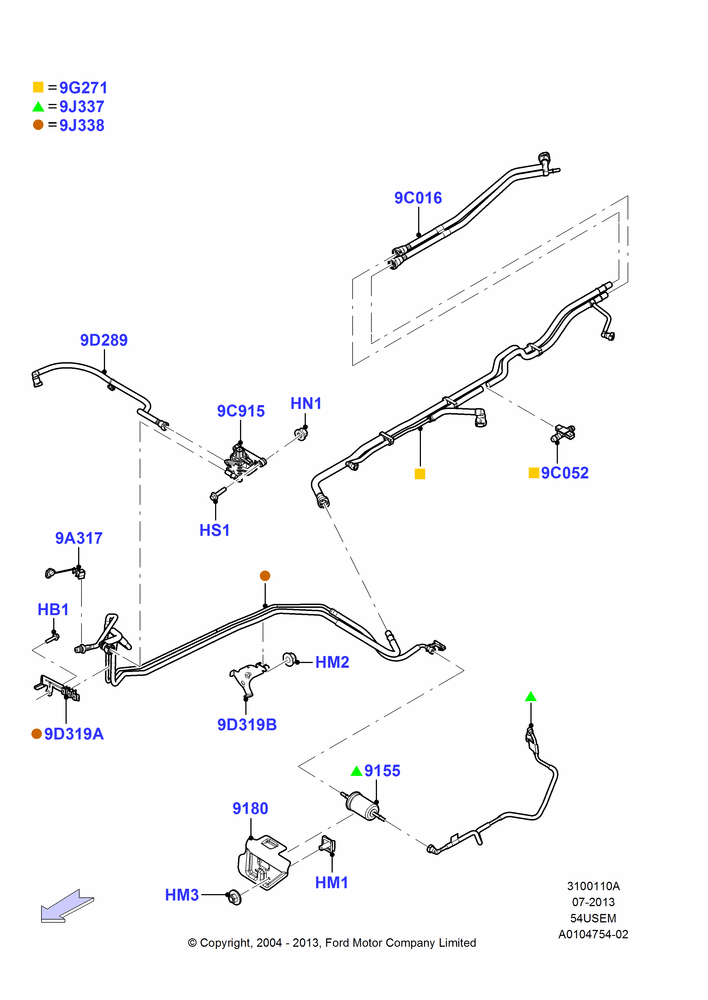 10A - Fuel Lines, 5.4L 3V V8, LHD RWD; 02/AUG/2004-02/AUG/2006
