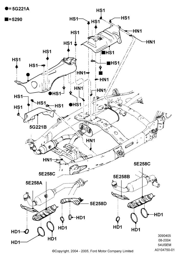 05A - Heat Shields - Exhaust System, 5.4L 3V V8; 02/AUG/2004-02/AUG/2006