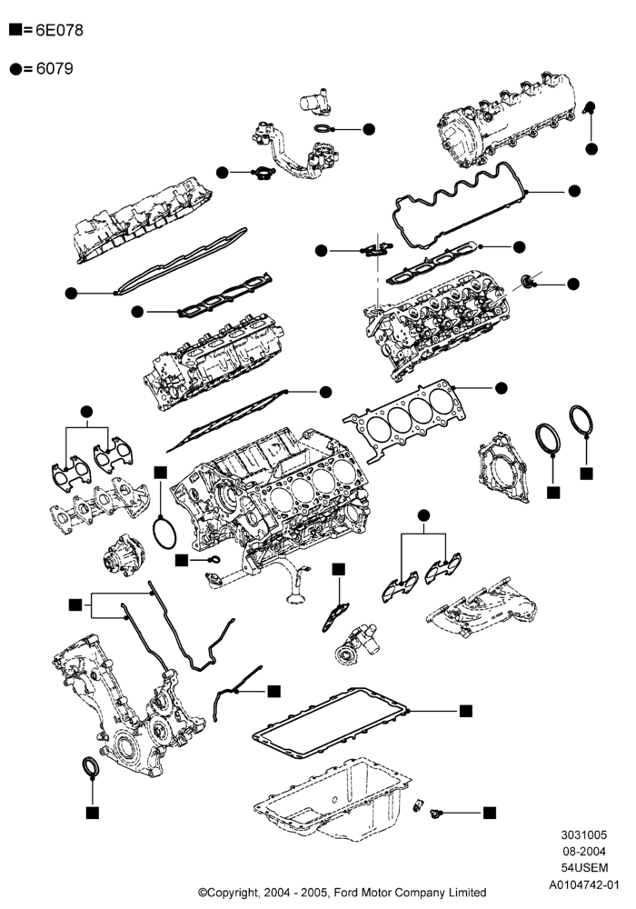 05A - Engine Gasket Kits, 5.4L 3V V8; 02/AUG/2004-15/SEP/2008