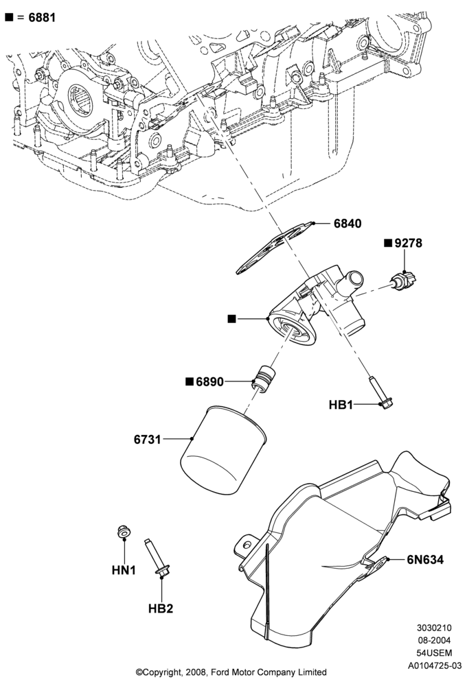 10A - Oil Cooler and Filter, 5.4L 3V V8; 02/AUG/2004-15/SEP/2008