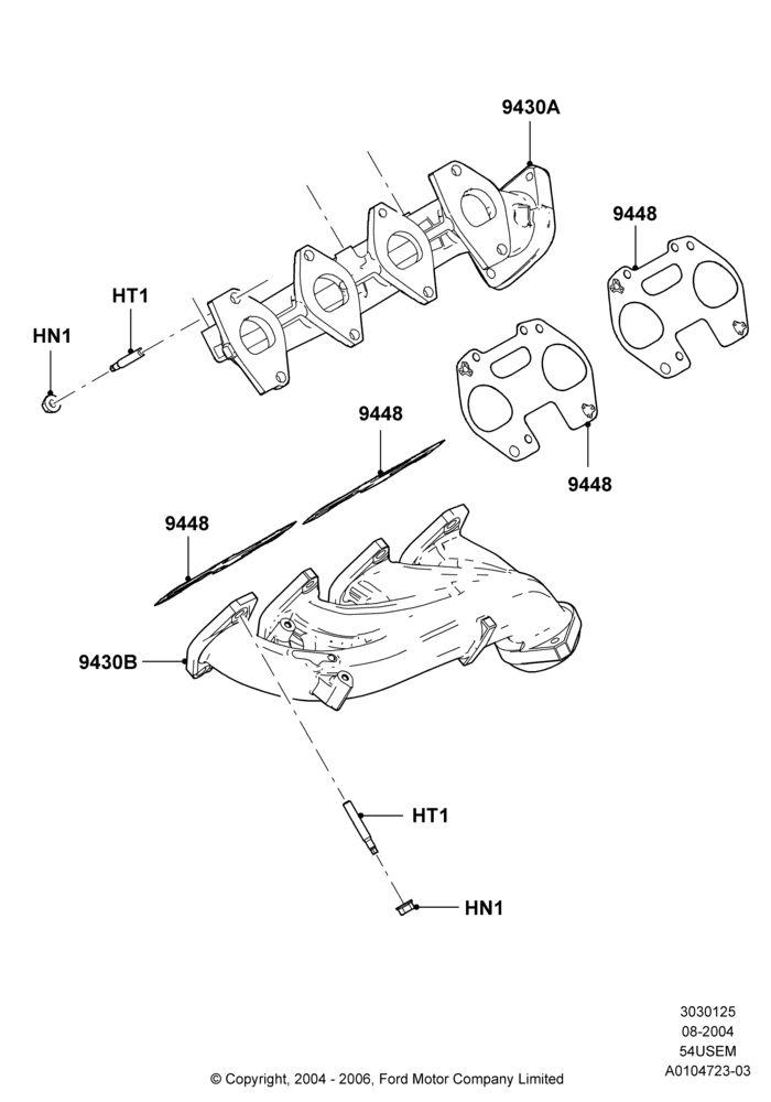 25A - Exhaust Manifold, 5.4L 3V V8, LHD RWD; 02/AUG/2004-02/AUG/2006