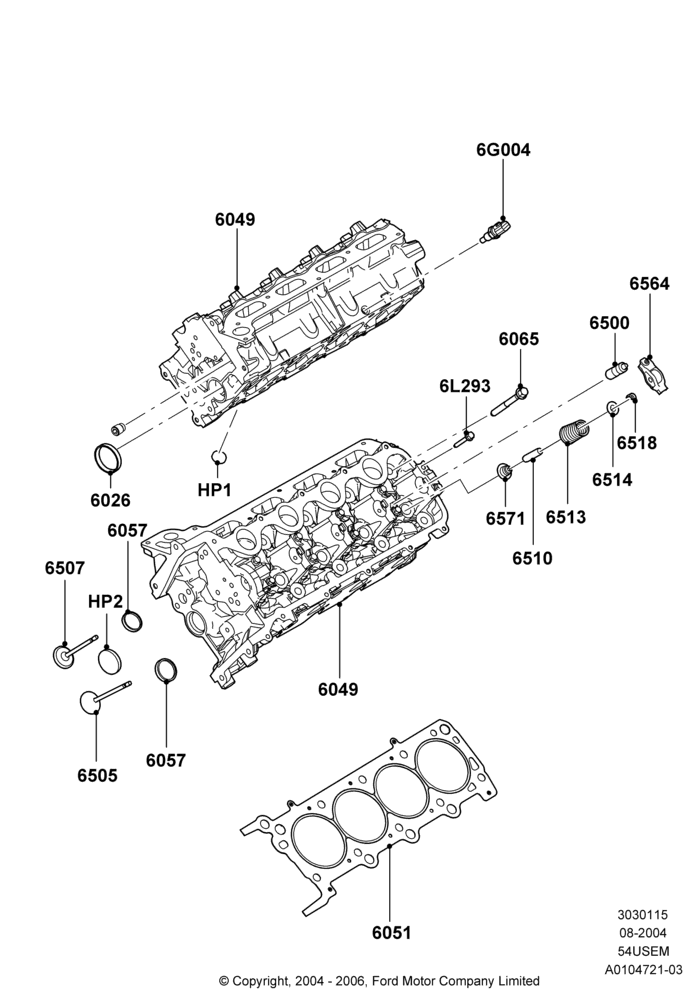 15A - Cylinder Head, 5.4L 3V V8; 02/AUG/2004-15/SEP/2008