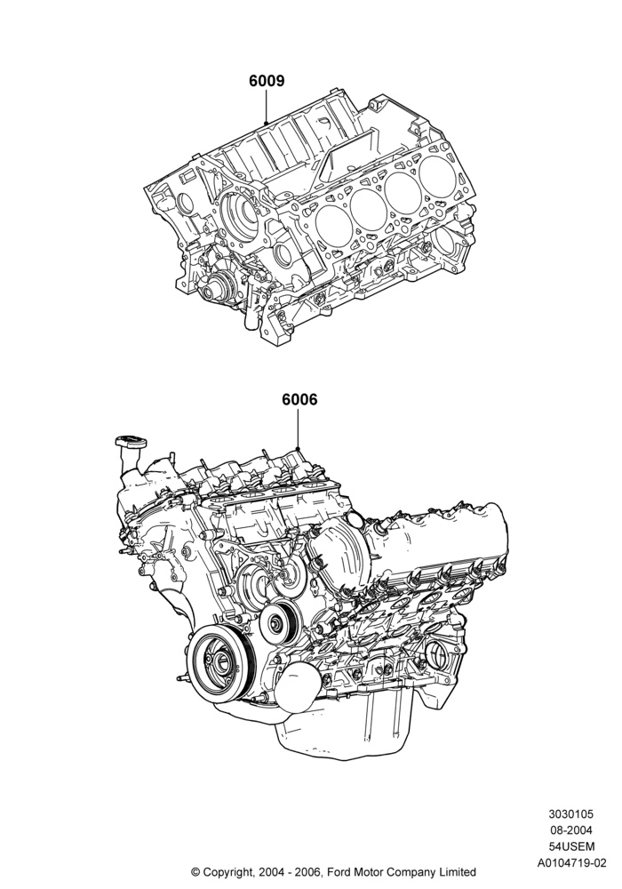 05A - Service Engine and Short Block, 5.4L 3V V8; 02/AUG/2004-15/SEP/2008