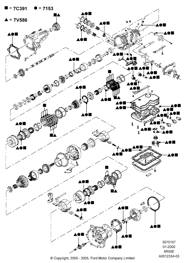 07A - Automatic Transmission Gasket Kits, 5R44E/5R55E - 5 Speed Auto Trans; 31/JAN/2000-30/JUN/2005