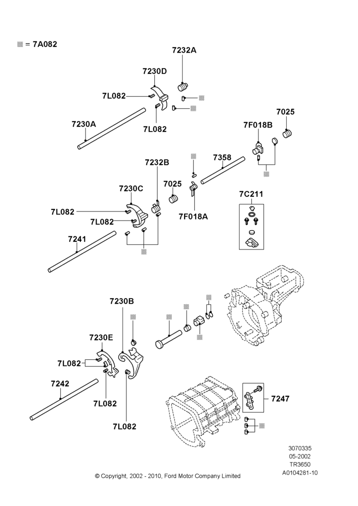 35A - Manual Trans Gear Shift Linkage, TR3650 5-Speed Manual Transmission; 18/SEP/2000-12/MAY/2004