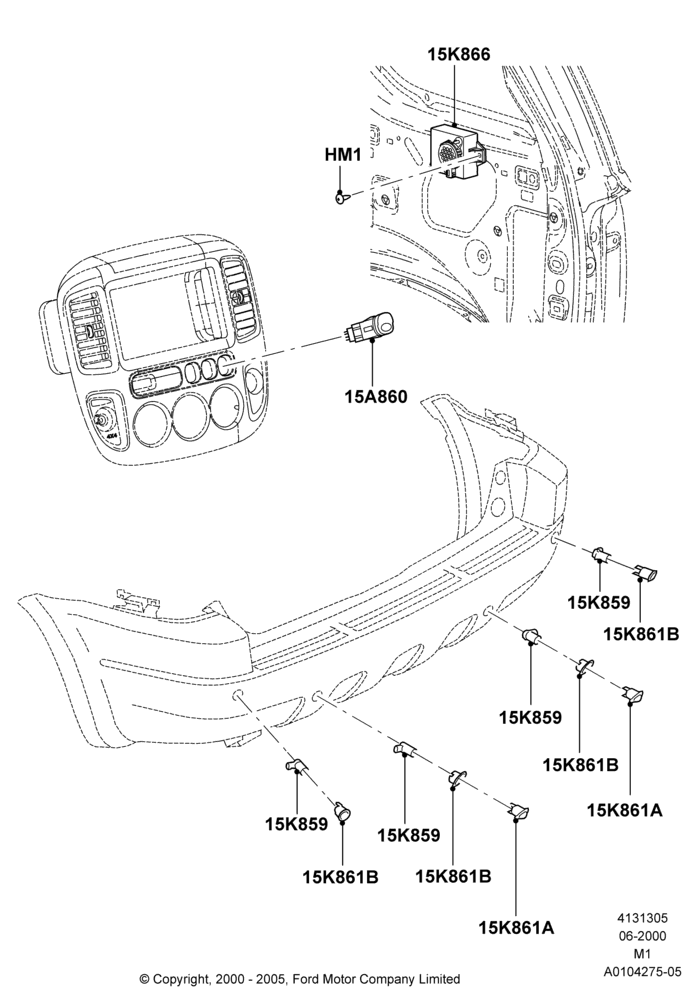 05A - Parking Distance Control, Ford Series, With Reverse Proximity Sensor; 12/JUN/2000-01/MAY/2006