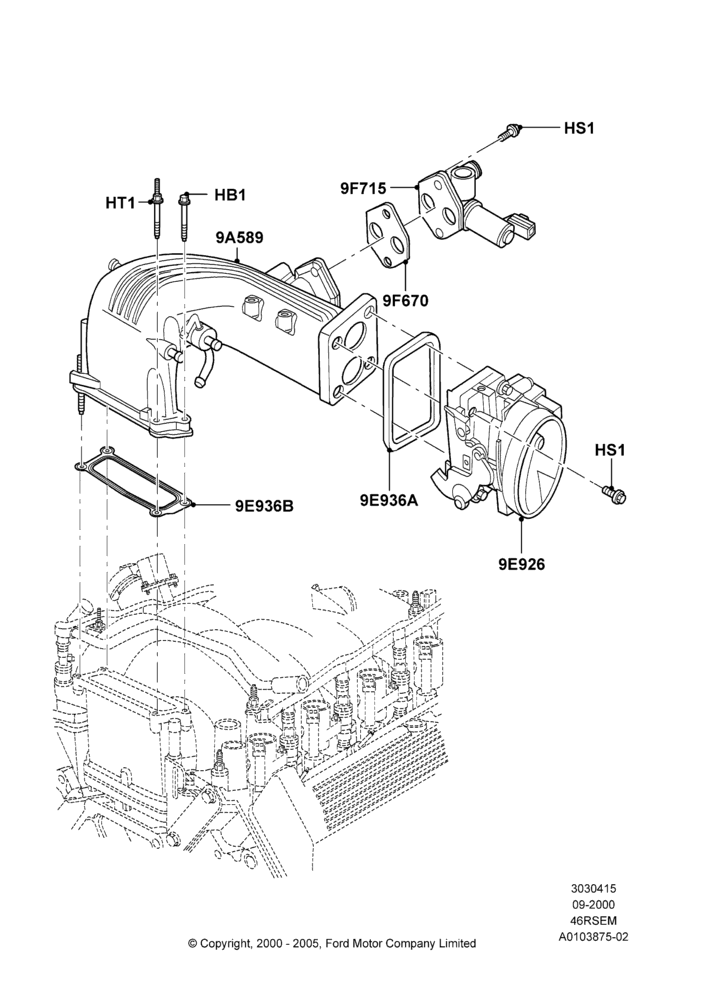 15B - Throttle Housing, 4.6 SOHC EFI, With Bullitt Appearance Pack; 18/SEP/2000-05/SEP/2001