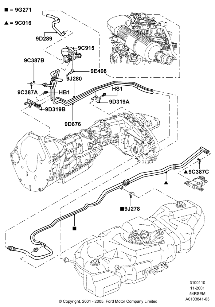 10B - Fuel Lines, 4WD, 5.4L Modular SOHC V8; 18/MAR/2002-02/AUG/2004