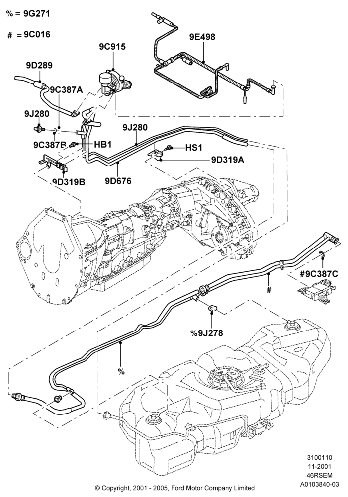 10C - Fuel Lines, 4WD, Romeo 4.6 SOHC EFI, Windsor 4.6 SOHC EFI; 18/MAR/2002-02/AUG/2004