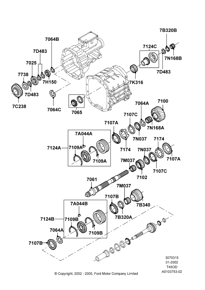 15 - Output Shaft, Gear Sets & Bearings, 5 Speed Manual (T450D); 18/SEP/2000-12/MAY/2004