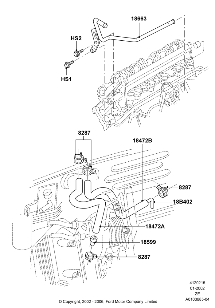 15B - Heater Hoses, 4.6 SOHC EFI; 18/SEP/2000-12/MAY/2004