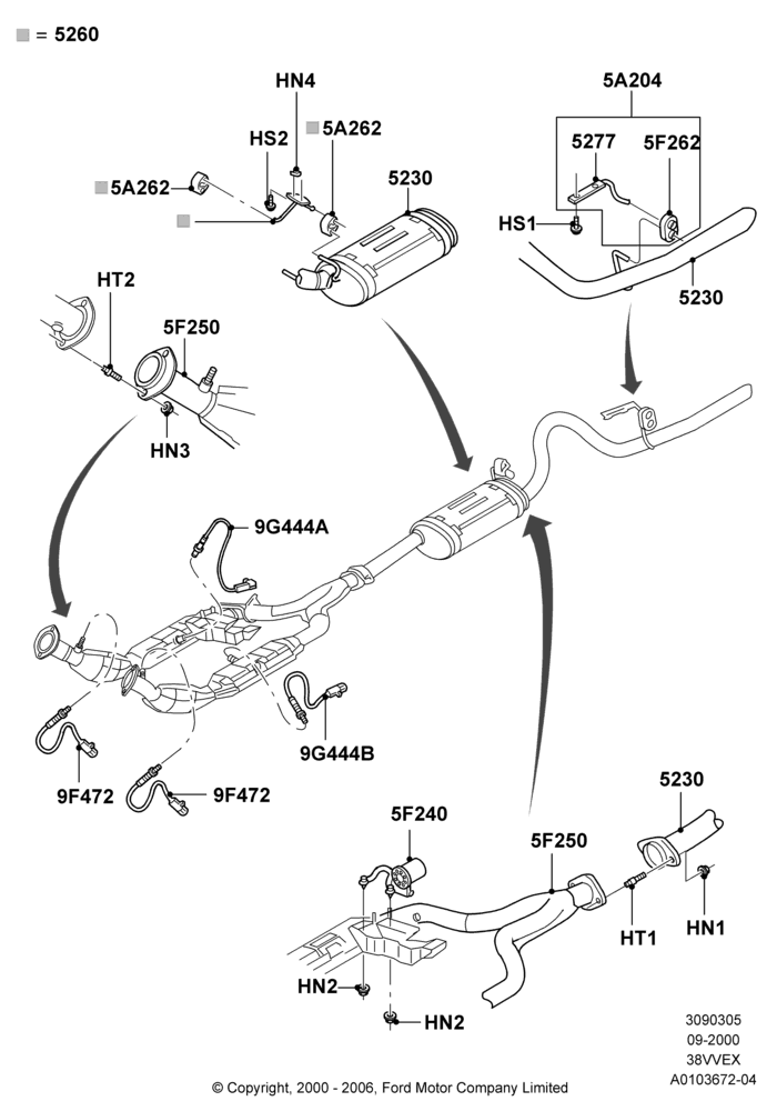 Exhaust System, 3.8 OHV EFI