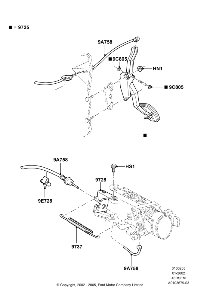 05A - Accelerator/Injection Pump Controls, 4.6 SOHC EFI, GT; 18/SEP/2000-12/MAY/2004