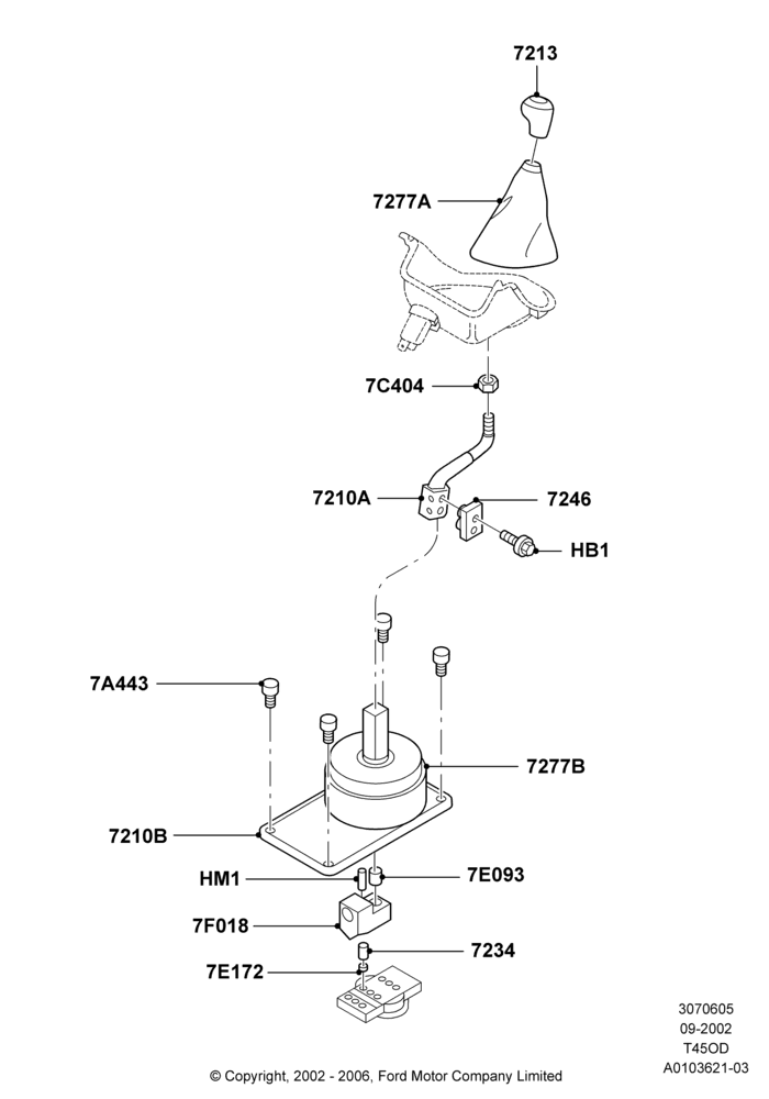 05 - Gear Change Lever - Manual Trans, 5 Speed Manual (T450D); 18/SEP/2000-12/MAY/2004