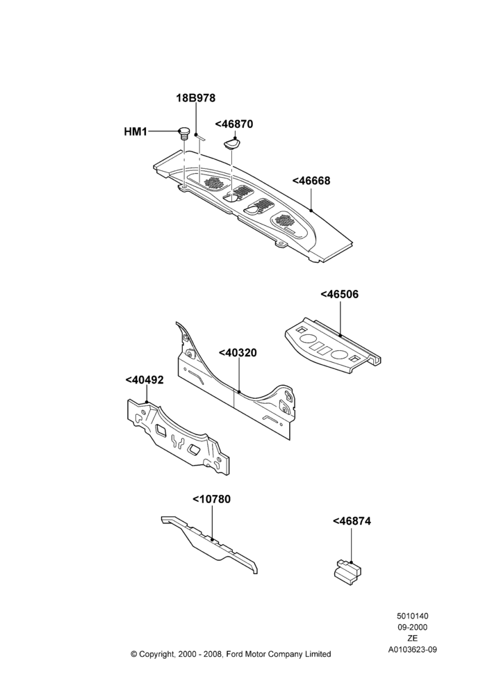 40A - Rear Panels and Rear Package Tray, Coupe; 18/SEP/2000-12/MAY/2004