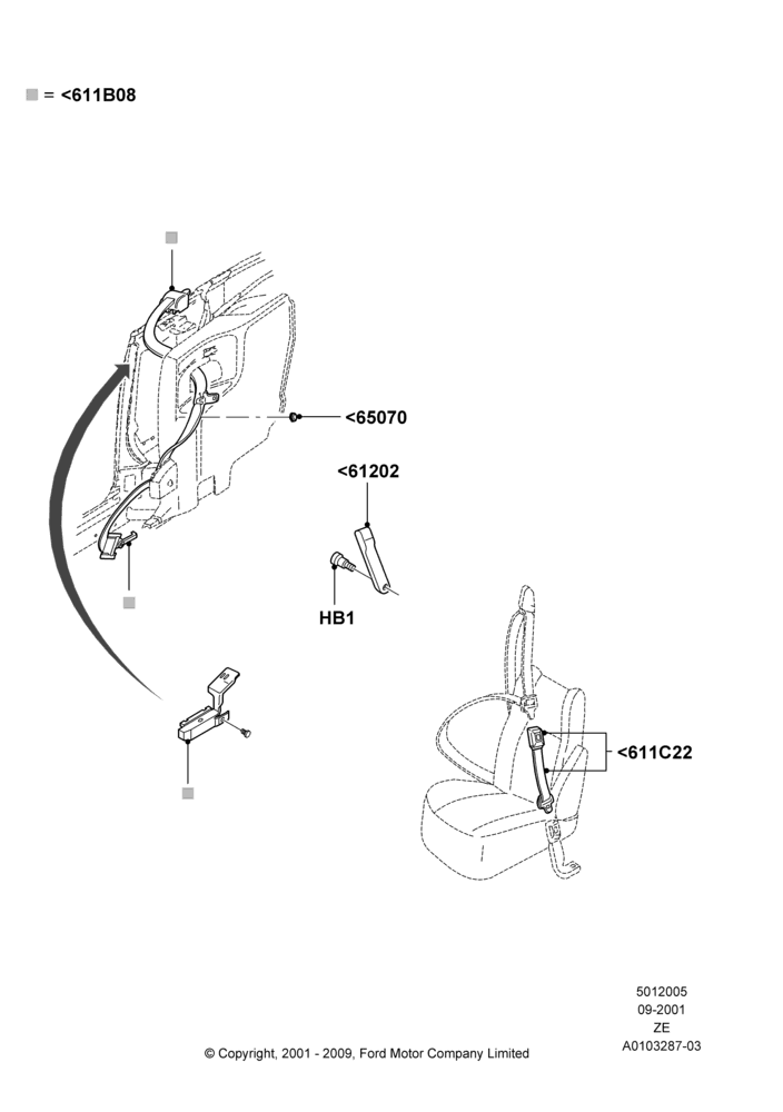 05B - Front Seat Belts, Convertible; 18/SEP/2000-12/MAY/2004