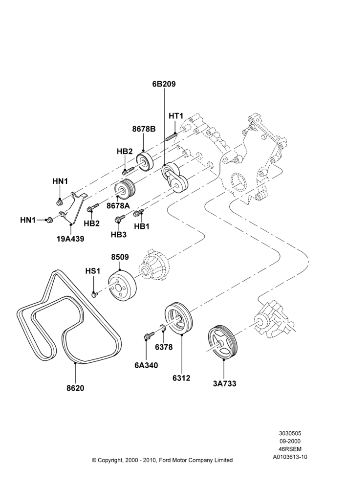 Pulleys and Drive Belts, 4.6 SOHC EFI, GT