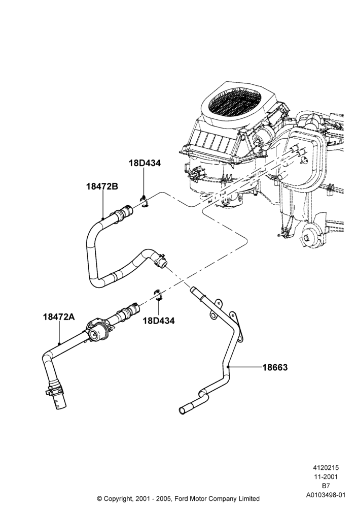 15D - Heater Hoses, 5.4L Modular SOHC V8, Manual Air Conditioning; 18/MAR/2002-02/AUG/2004