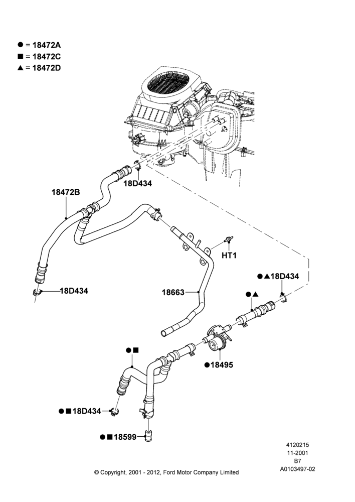 15C - Heater Hoses, 5.4L Modular SOHC V8, HD ATC Air Conditioning, With Auxiliary Air Conditioning; 18/MAR/2002-02/AUG/2004