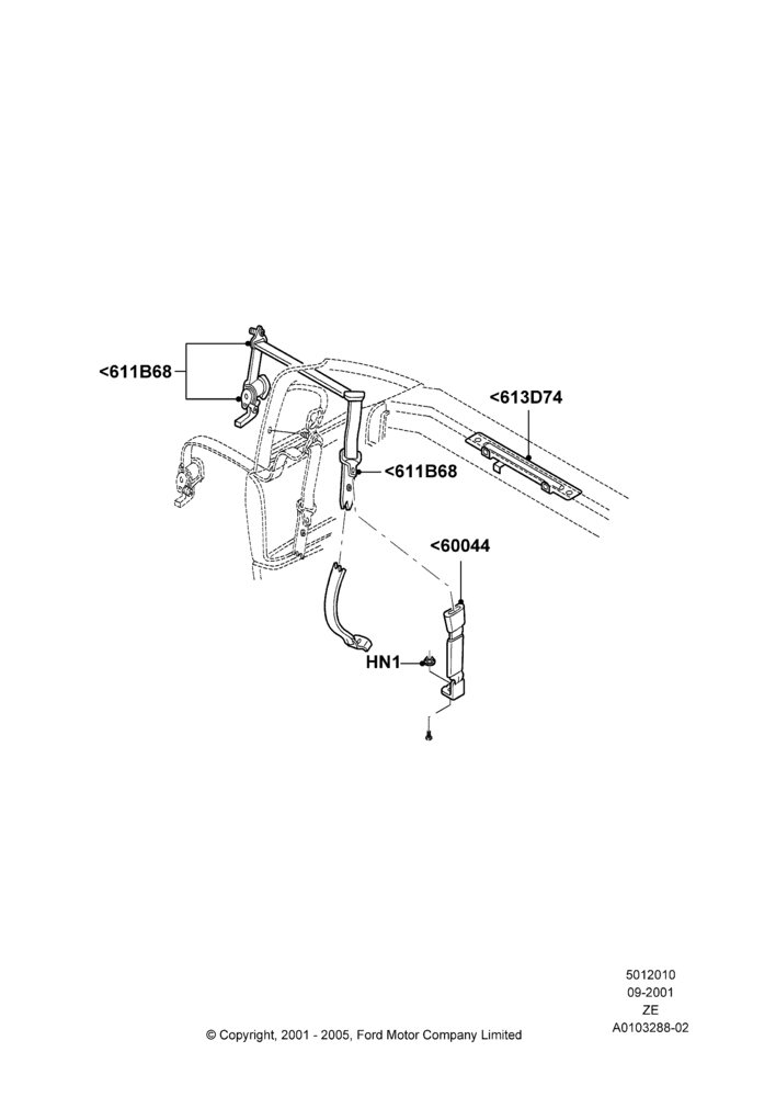 10A - Rear Seat Belts, Coupe; 18/SEP/2000-05/AUG/2002