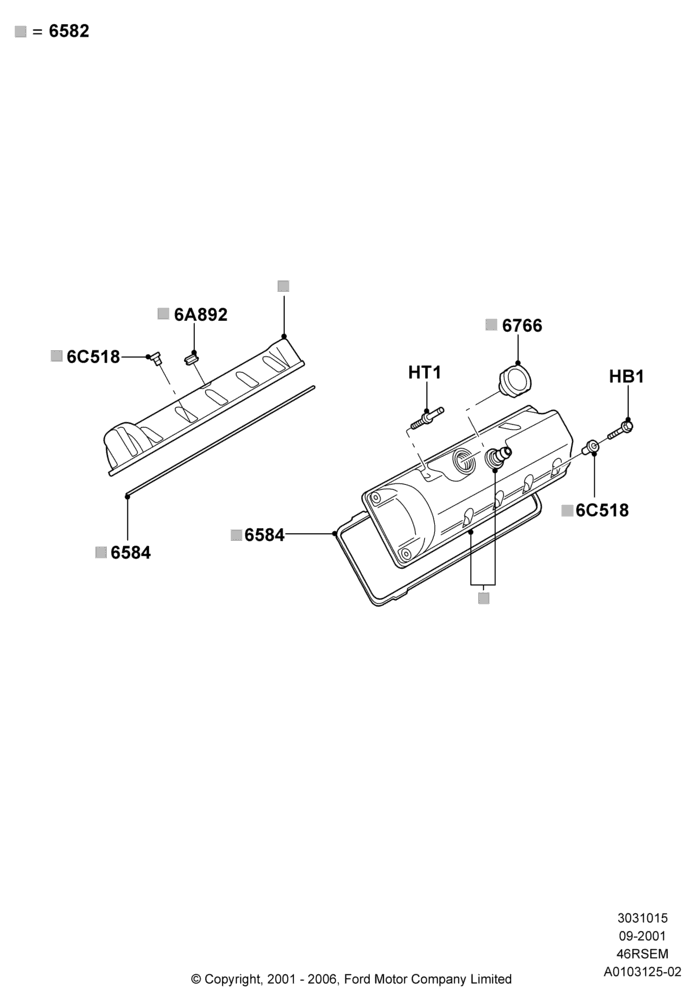15A - Cylinder Head Cover, 4.6 SOHC EFI, GT; 18/SEP/2000-12/MAY/2004