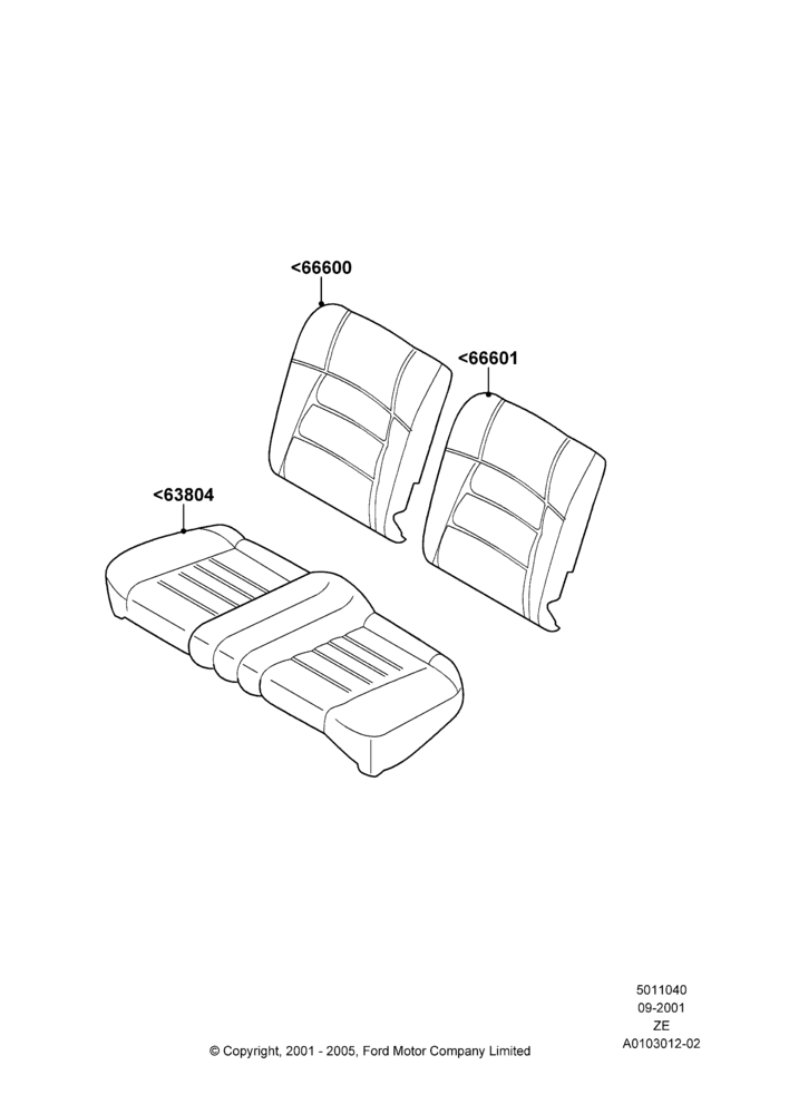 40A - Rear Seat Covers, Coupe; 18/SEP/2000-12/MAY/2004
