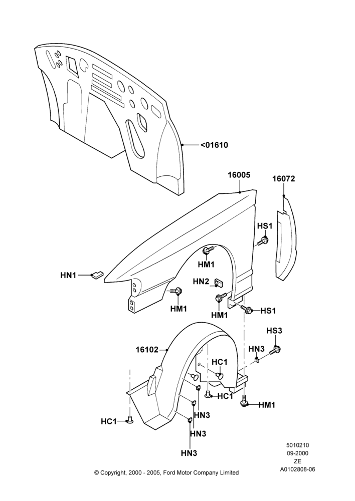10 - Dash Panel and Front Fenders; 18/SEP/2000-12/MAY/2004