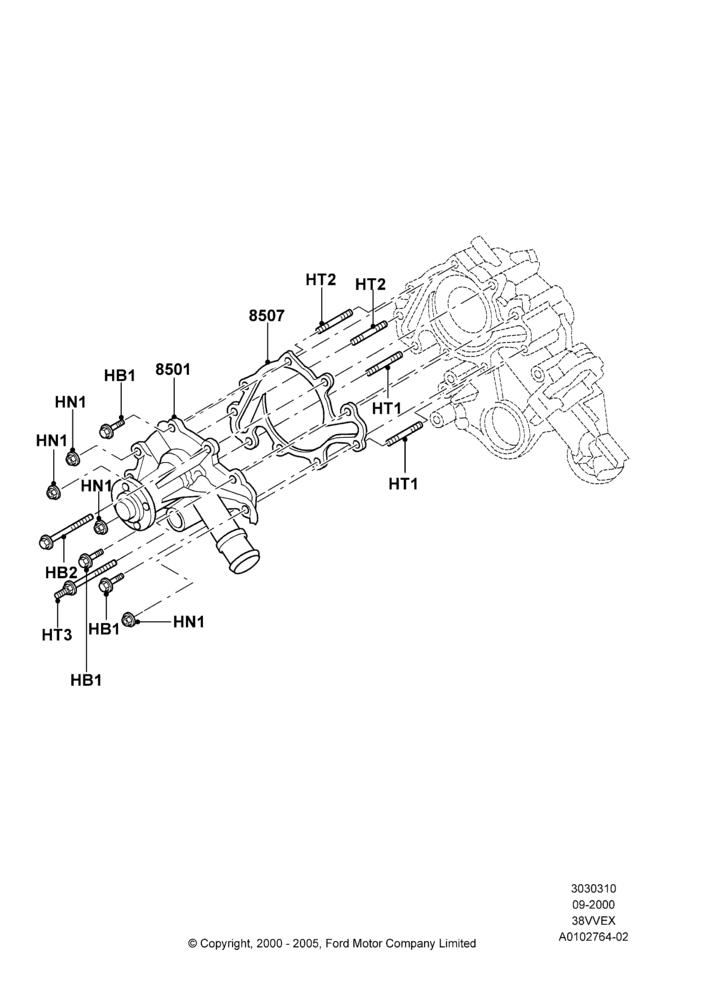 Water Pump, 3.8 OHV EFI