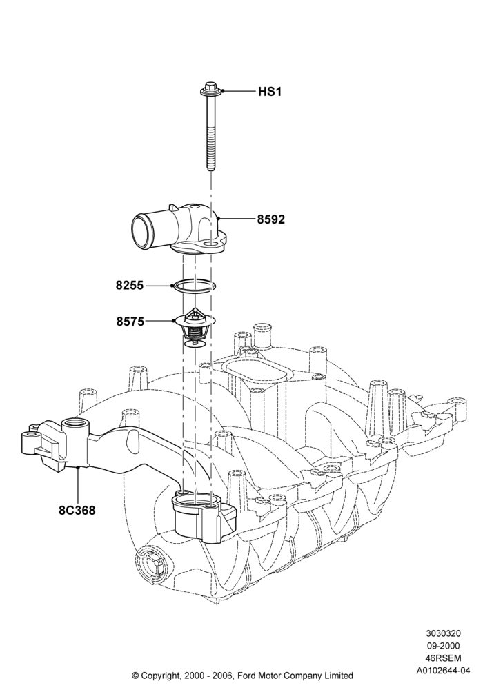 Thermostat/Housing & Related Parts, 4.6 SOHC EFI, GT