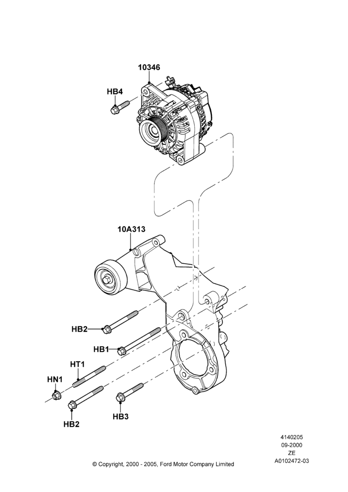 05A - Alternator and Mountings, 3.8 OHV EFI; 18/SEP/2000-22/SEP/2003
