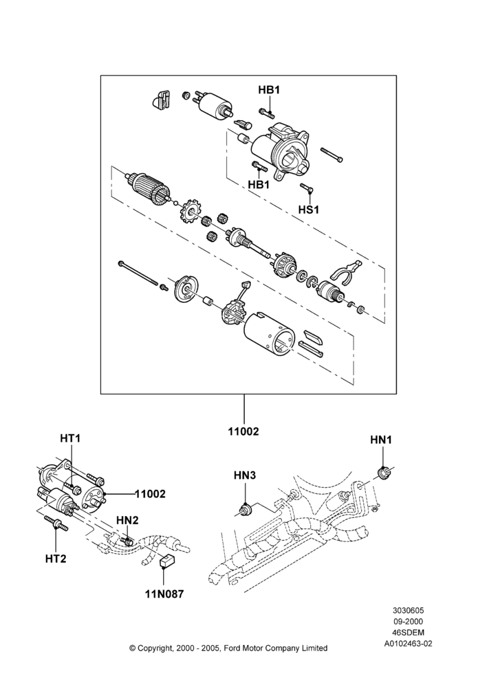05A - Starter Motor, 4.6L DOHC V8 EFI, Cobra; 18/SEP/2000-05/SEP/2001