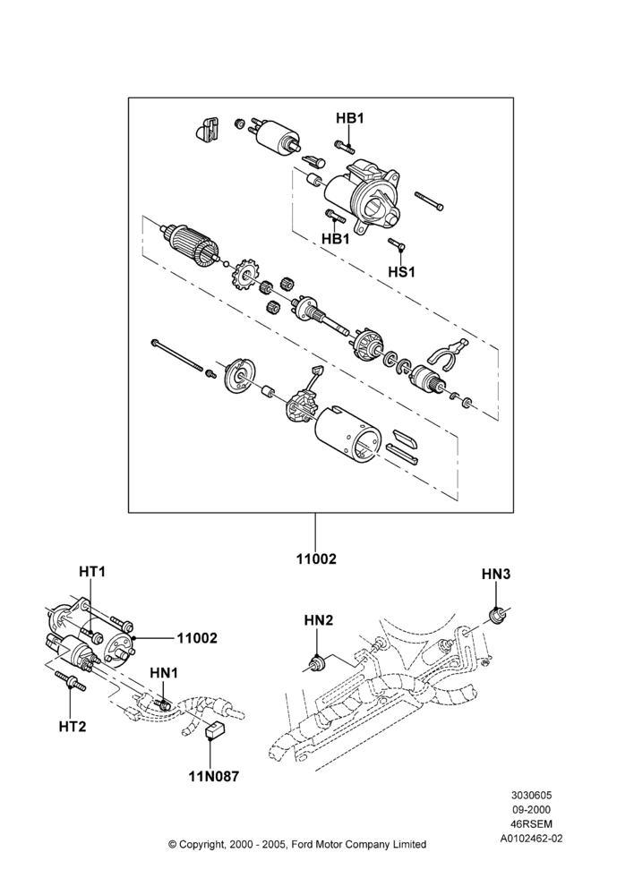 05A - Starter Motor, 4.6 SOHC EFI, GT; 18/SEP/2000-12/MAY/2004