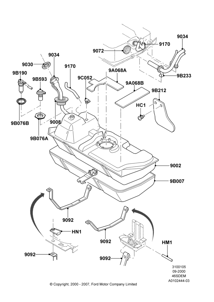 05A - Fuel Tank, 4.6L DOHC V8 EFI, Cobra; 18/SEP/2000-05/SEP/2001